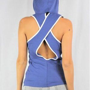BLUE S Women's Crisscross-Back Sleeveless Hoodie Stretch USA